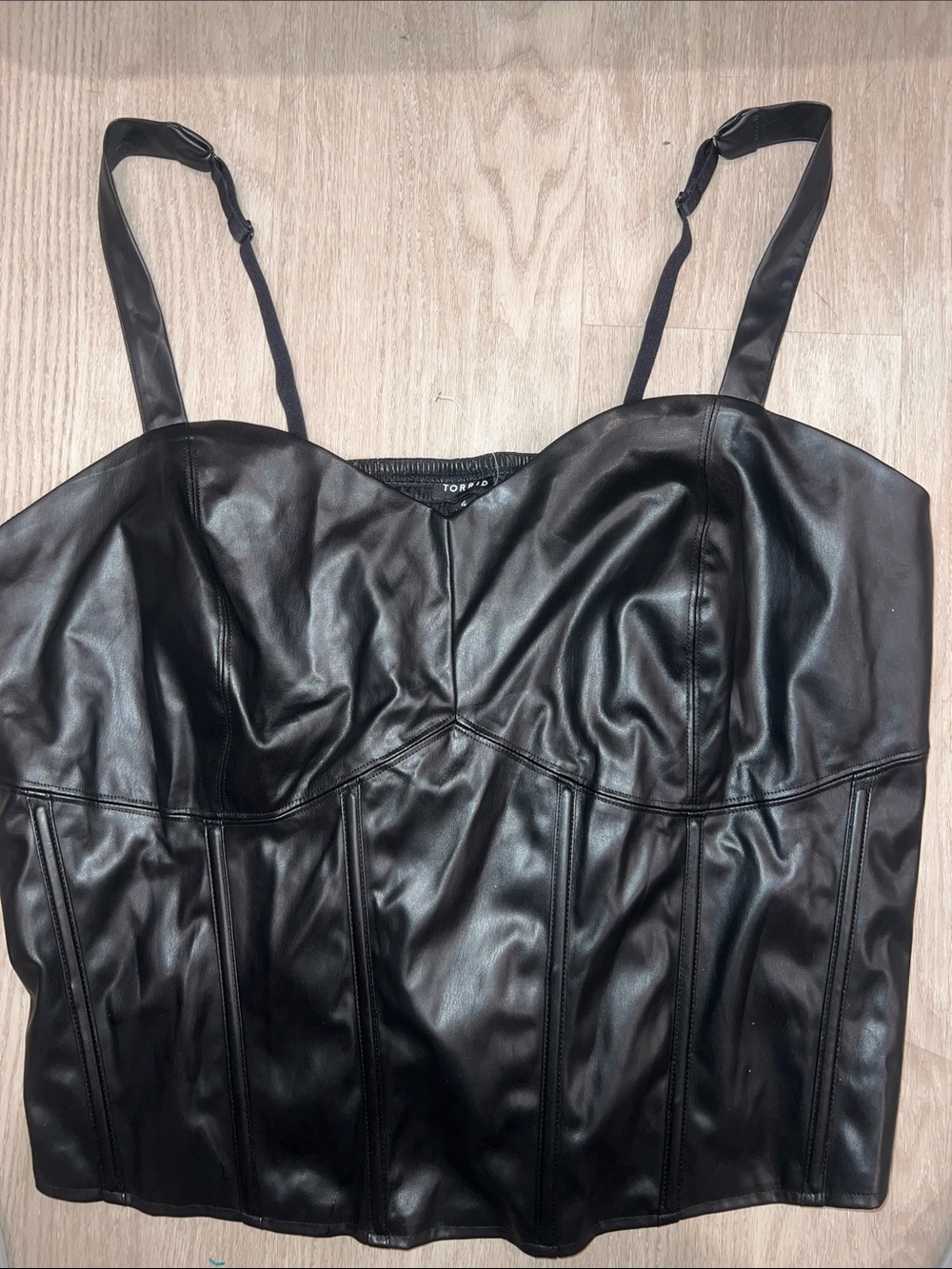 Torrid Faux Leather Black Bustier Dress Top